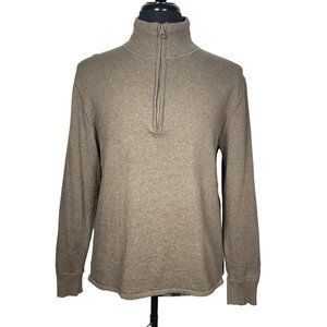 The North Face Mt Tam 1/4 Zip Sweater Oatmeal Tan Wool Cotton Blend Mens M